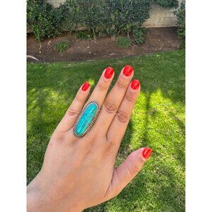 BOLD! Southwestern Turquoise Statement Ring – Sterling Silver Size 10